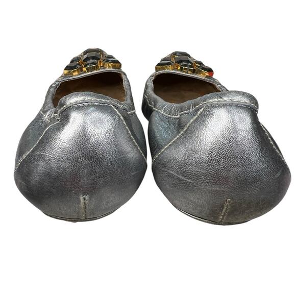 Prada Women’s Rhinestone Silver Metallic Ballet Flats Size 38.5 US 8.5 - Picture 8 of 13